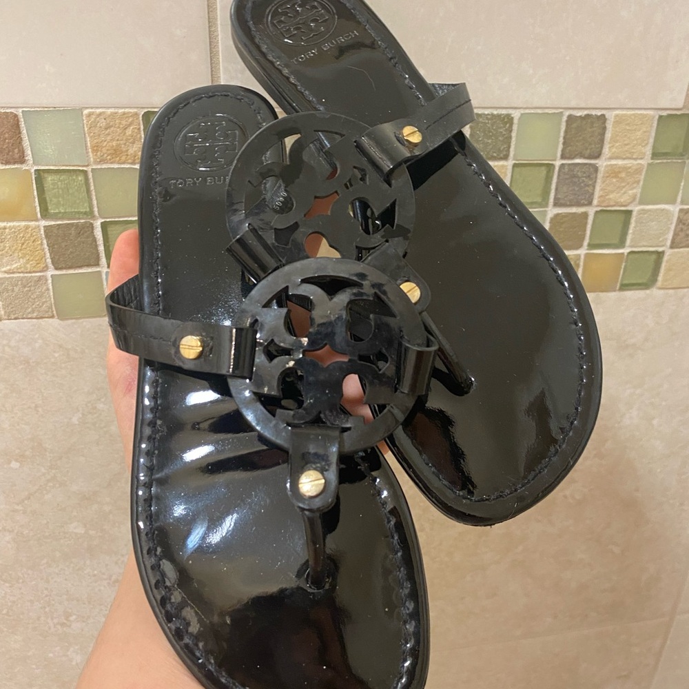 Tory Burch Black Patent Leather Sandals